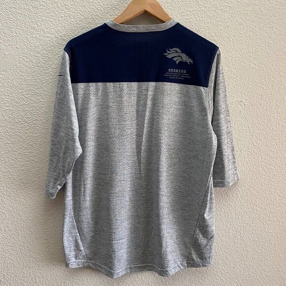 Denver Broncos Football Nike DRI-FIT Gray/Navy Performance Henley Shirt Large - Picture 3 of 6